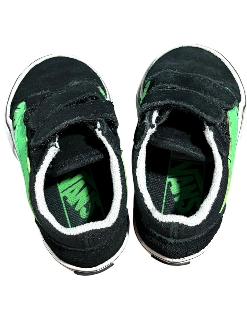 Vans Infant Toddler Skateboard Old Skool V Glow Slime Slip On Shoes Size 4